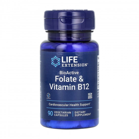 Life Extension BioActive Folate & Vitamin B12 - 90 vcaps (Пошкоджена банка) 2024-11-0223