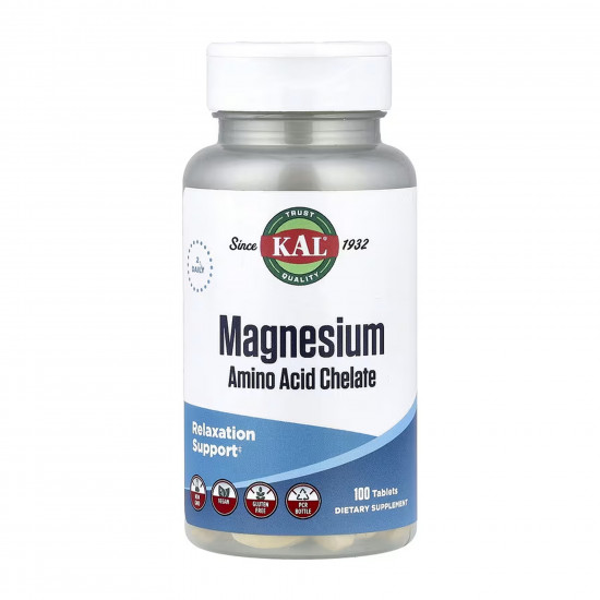 KAL Magnesium Amino Acid Chelate 220mg - 100 tabs 2023-10-7032