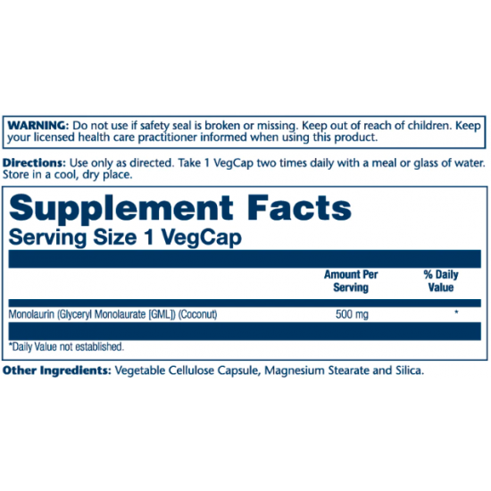 Swanson Monolaurin 500mg - 60 vcaps (До 10.26) 2024-11-0324