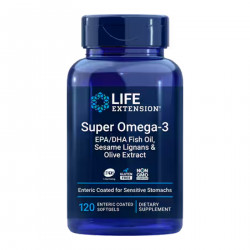 Super Omega-3 EPA/DHA Fish Oil, Sesame Lignans & Olive Extract - 120 Enteric coated softgels