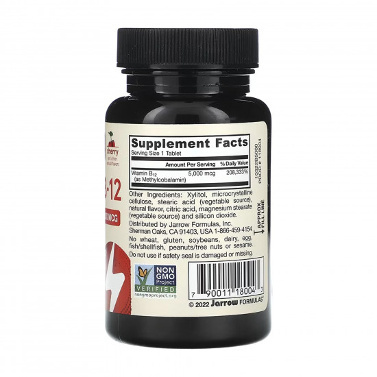 Jarrow Formulas Methyl B-12 Methylcobalamin 5000mcg - 60 chewable tabs Cherry 2023-10-5580
