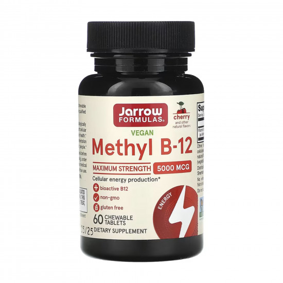 Jarrow Formulas Methyl B-12 Methylcobalamin 5000mcg - 60 chewable tabs Cherry 2023-10-5580