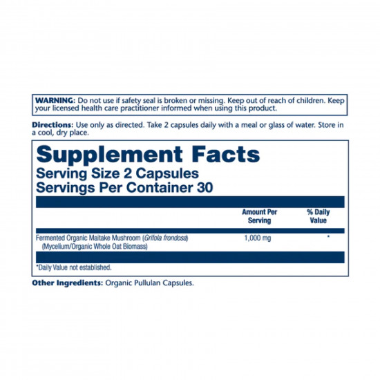 Solaray Org Grown Fermented Maitake 1000mg - 60 caps 2023-10-2150