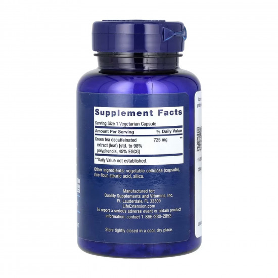 Life Extension Decaffeinated Mega Green Tea Extract - 100 vcaps 2023-10-5200