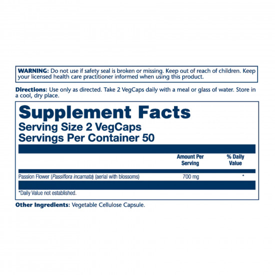 Solaray Passion Flower 700mg - 100 vcaps 2022-10-1779