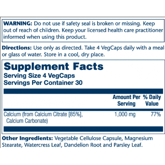 Solaray Calcium Citrate 1000mg - 120 vcaps (Пошкоджена банка) 2024-11-0234