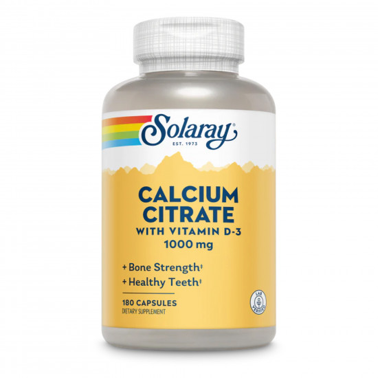 Solaray Calcium Citrate w/Vit D-3 1000mg - 180 caps 2023-10-2416