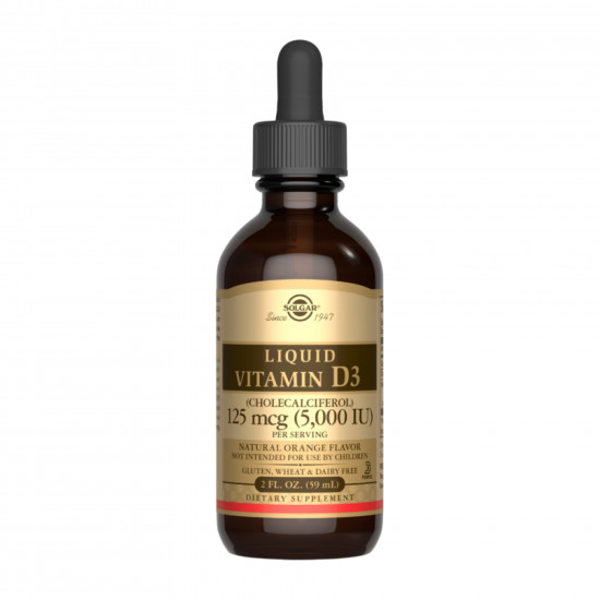 Solgar Liquid Vitamin D3 (Cholecalciferol) 125 mcg (5,000 IU) - 59ml Natural Orange 2023-10-4148 Solgar Liquid Vitamin D3 (Cholecalciferol) 125 mcg (5,000 IU) - 59ml Natural Orange 2023-10-4148