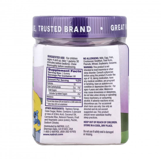 NATROL Kids Melatonin 1mg - 60 gummies 2023-10-6242