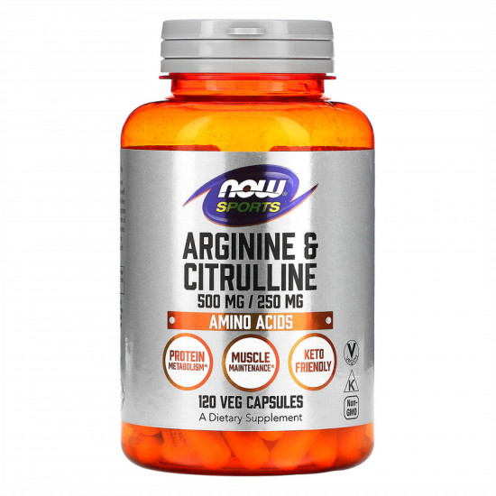 Now Foods Arginine 500mg Citruline 250mg - 120 vcaps 2022-10-0648 Now Foods Arginine 500mg Citruline 250mg - 120 vcaps 2022-10-0648