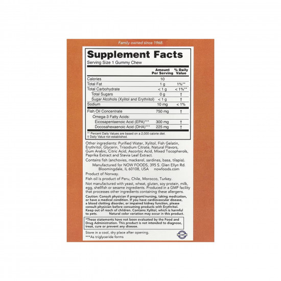 Now Foods Omega-3 Fish Oil - 36 Gummy Chews (Пошкоджена упаковка) 2024-11-0014