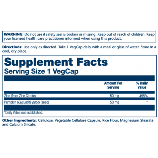 Solaray Zinc Citrate 50mg - 60 vcaps 2022-10-2448