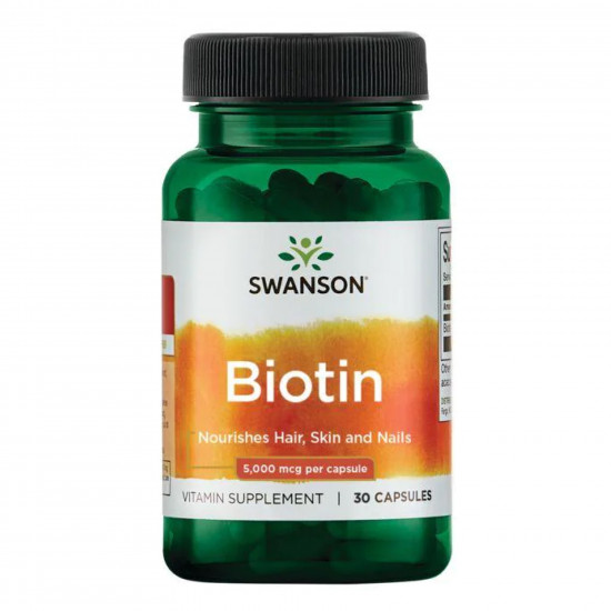 Swanson Biotin 5000mcg - 30 caps 100-93-5003403-20 Swanson Biotin 5000mcg - 30 caps 100-93-5003403-20