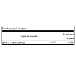 Zinc Citrate 50mg - 60caps (Повреждена банка)