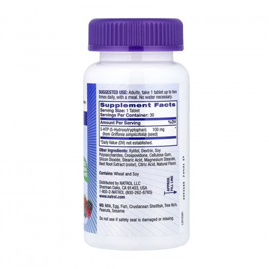 NATROL 5-HTP 100mg Fast Dissolve - 30 tabs 2023-10-6243