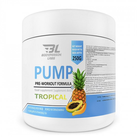 Bodyperson Labs Pre-Workout Formula - 250g Tropical 100-80-5150525-20