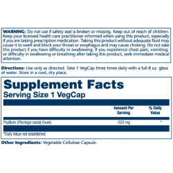 Psyllium Husk 525mg - 100 vcaps (Пошкоджена банка)