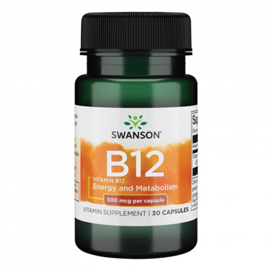 Swanson Vitamin B-12 500mcg - 30caps 100-16-6846253-20 Swanson Vitamin B-12 500mcg - 30caps 100-16-6846253-20