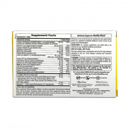 Nature's Plus Hema-Plex - 10 tabs 6 box 2024-11-0577