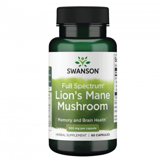 Swanson Lions Mane Mushroom 500mg - 60caps 100-15-1306425-20 Swanson Lions Mane Mushroom 500mg - 60caps 100-15-1306425-20