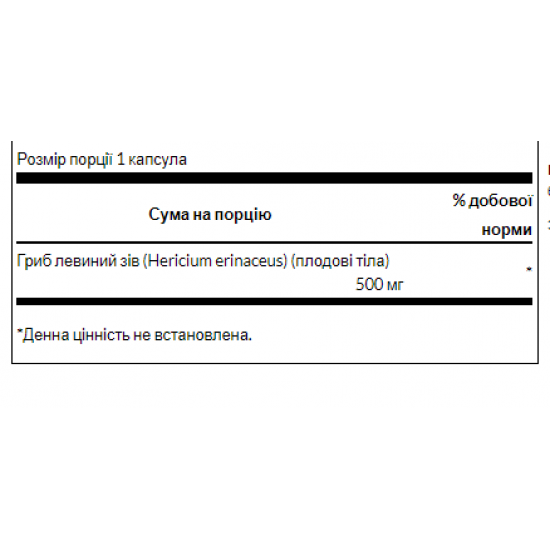 Swanson Lions Mane Mushroom 500mg - 60caps 100-15-1306425-20