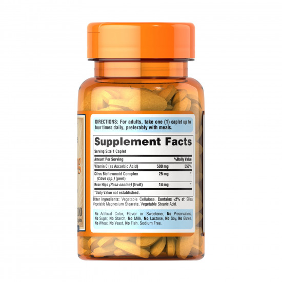 Puritans Pride Vitamin C-500 mg with Rose Hips Time Release - 100 caps 2023-10-6438