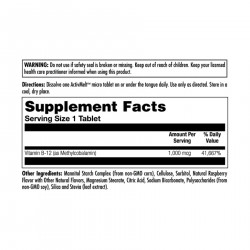 B-12 Methylcobalamin 1000 mcg - 90 tabs Raspberry