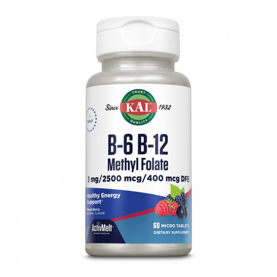KAL B6 B12 Methyl Folate - 60 tabs Mixed Berry (Пошкоджена банка) 2024-11-0339