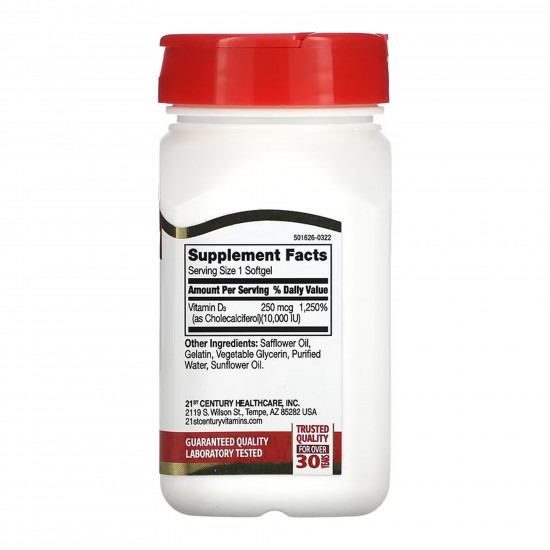 21st Century D3 250 mcg (10,000 IU) - 110 softgels 2023-10-7046