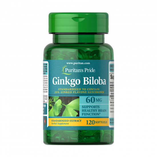 Puritans Pride Ginkgo Biloba Standardized Extract 60 mg - 120 softgels 2023-10-6439