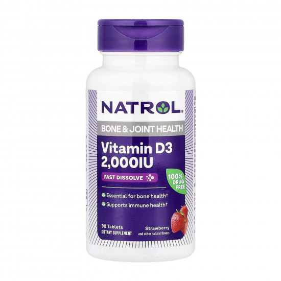 NATROL Vitamin D3 2,000 IU Fast Dissolve - 90 tabs 2023-10-6245 NATROL Vitamin D3 2,000 IU Fast Dissolve - 90 tabs 2023-10-6245
