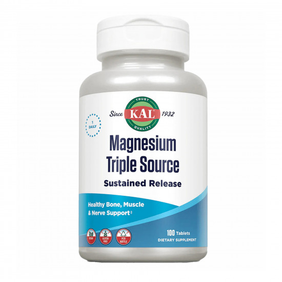 KAL Magnesium Sustained Release Triple Source 500mg - 100 tabs 2022-10-0999 KAL Magnesium Sustained Release Triple Source 500mg - 100 tabs 2022-10-0999