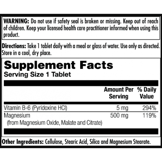 KAL Magnesium Sustained Release Triple Source 500mg - 100 tabs 2022-10-0999