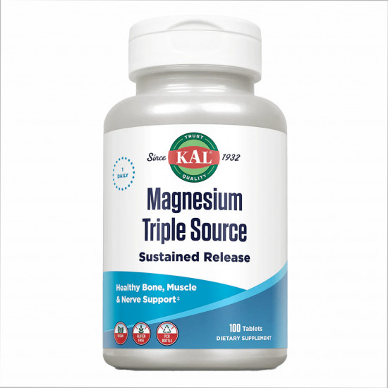 Magnesium Sustained Release Triple Source 500mg - 100 tabs Magnesium Sustained Release Triple Source 500mg - 100 tabs