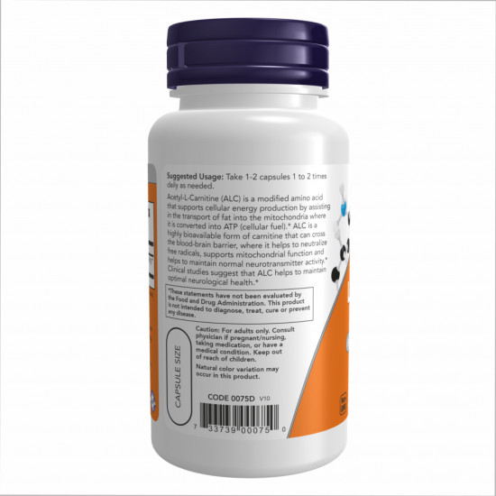 Now Foods Acetyl L-Carnitine 500mg - 200 vcaps 2022-10-0652
