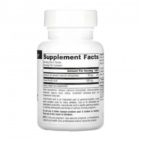 Source Naturals Trans-Ferulic Acid 250mg - 30 tabs (Пошкоджена банка) 2024-11-0187