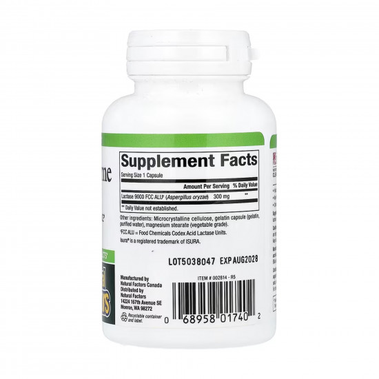 Natural Factors Lactase Enzyme - 60 caps 2023-10-6540
