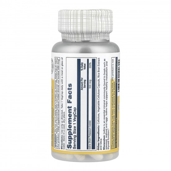 Solaray Iodine 500mcg - 30 vcaps 2023-10-6773