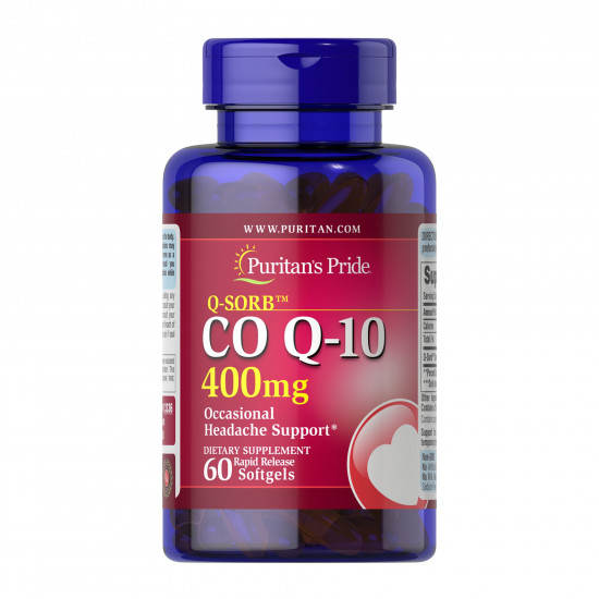 Puritans Pride Q-SORB™ CO Q-10 400 mg - 60 Rapid Release Softgels 2023-10-6441