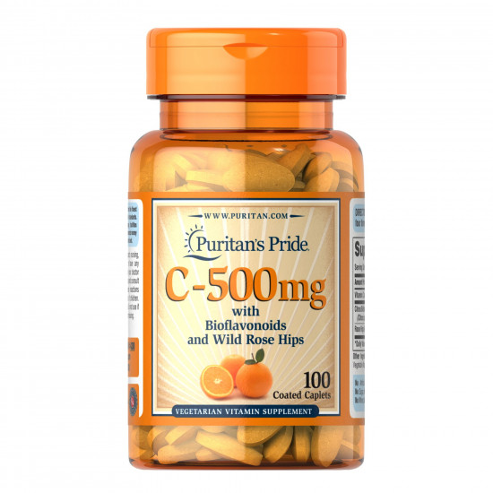 Puritans Pride Vitamin C-500 mg with Bioflavonoids and Rose Hips - 100 Caps 100-60-5550063-20