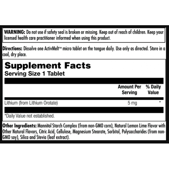 KAL Lithium Orotate 5mg - 90 tabs Lemon Lime 2022-10-1001