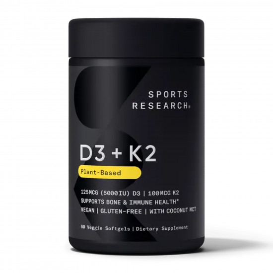 Sport Research Vegan D3 5000iu + Vitamin K2 100mcg - 60 softgels 2023-10-4010