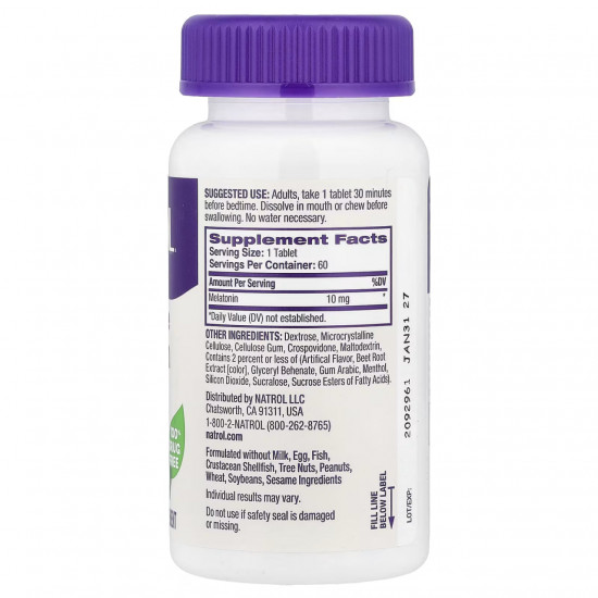 NATROL Melatonin 10mg - 60 tabs 100-52-0920448-20