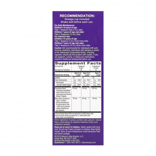Nature's Way Sambucus Immune Syrup For Kids - 4 oz (Пошкоджена банка) 2024-11-0138
