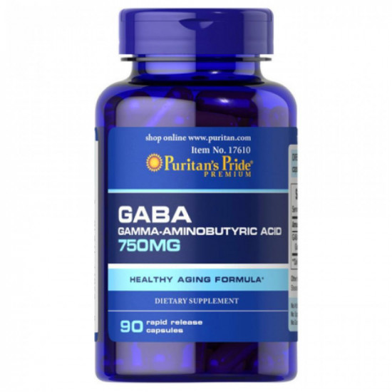 Puritans Pride GABA 750mg - 90caps 100-45-0215895-20