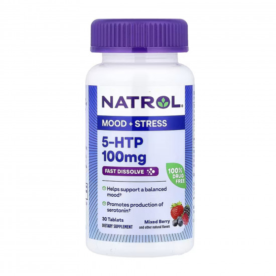 NATROL 5-HTP 100mg Fast Dissolve - 30 tabs (Пошкоджена банка) 2023-10-7548