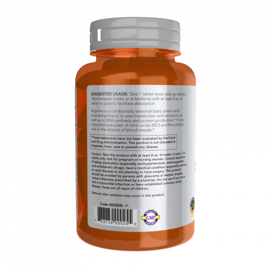 Now Foods Arginine 1000mg - 180 tabs 2023-10-4514