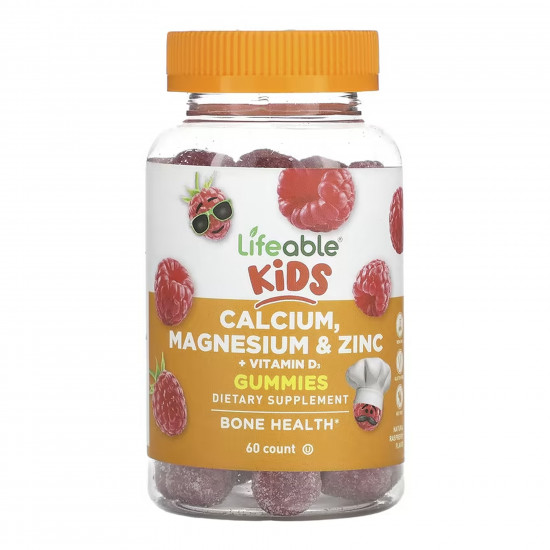 Lifeable Calcium Magnesium & Zinc + Vitamin D Kids - 60 gummies 2023-10-7273
