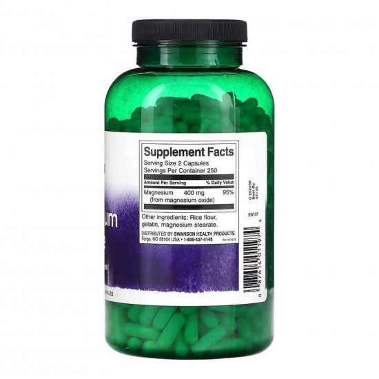 Swanson Magnesium Oxide 200mg - 500 caps 2023-10-4069