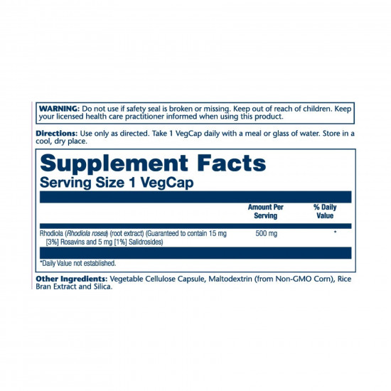 Solaray Super Rhodiola Root Extract 500mg - 60 vcaps 2023-10-2405